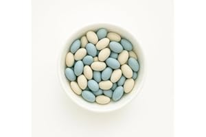 SweetGlob Jordan Almonds Party Colors Hard Candy (2 Pound, Baby Blue & White (Baby Boy))