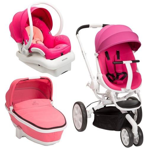 Quinny Moodd Stroller Travel System, Pink Passion/White with Bassinet