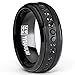 Men's Stealth Black Titanium Wedding Band Ring with Black Cubic Zirconia, CZ