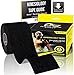 Physix Gear Cotton Kinesiology Tape Roll 16ft, Latex-Free Athletic Tape for Muscles/Joints, Waterproof Kinesiolgy, Stretchy Kinesiologytape, Gentle on Skin Kiniseaology Tape, Black (1 Pack), 5m