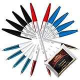 Reynolds 045 Pen Fine Carbure Blue Black Red Color Bundle TeaLegacy Free Sampler (10 Ball Point Pens) Non Smudge Fine Writing Experience Home, Office, School, College Exams