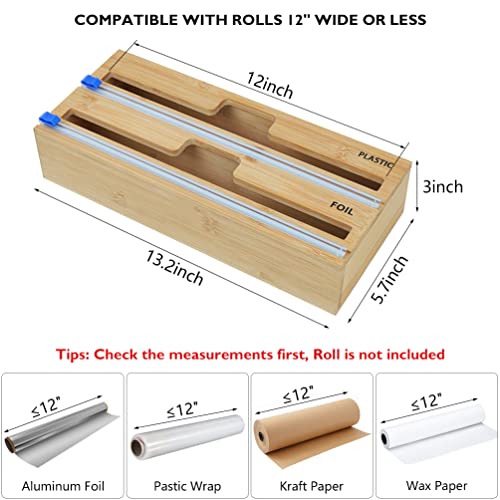 Foil and Plastic Wrap Organizer, 2 in 1 Plastic Wrap Dispenser with