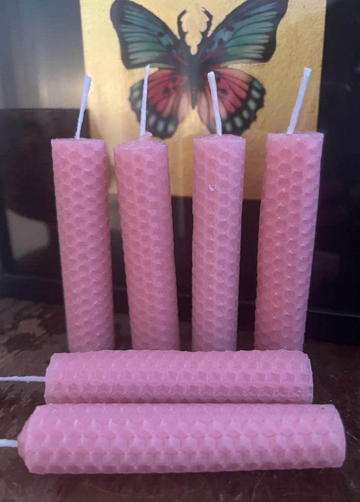 100% U.K. Beeswax Candle | Hand Rolled | Pink | Two Sizes | Spell Candles (20 cm)