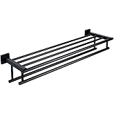 Alise Towel Rack for Bathroom Wall Mount,Double Towel Bars for Bathroom,28 Inch Bathroom Towel Holder Double Towel Bars with Shelf,SUS304 Stainless Steel Towel Hanger for Bathroom Walls,Matte Black