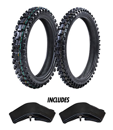 ProTrax Motocross Offroad Front 80/100-21 & Rear 110/100-18" Tires & Tubes Combo Kit - Soft, Sandy, Muddy Terrain