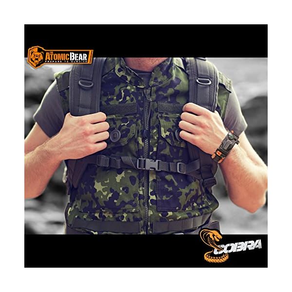 Cobra-Survival-Bracelet-pack-of-2-Paracord-Compass-Fire-Starter-Loud-Whistle-Emergency-Knife-Hiking-Camping-Fishing-Hunting-Gear-Prepare-to-Survive-WTSHTF-Color-black-blackorange