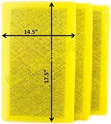 RAYAIR SUPPLY 16x20 Replacement Filter Pads Designed to Fit MicroPower Guard Air Cleaner 16x20 Refills (3 Pack) YELLOW