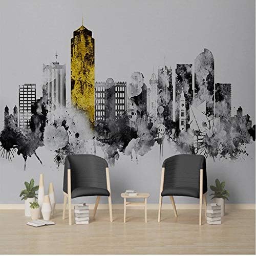 カスタム3d壁紙壁画現代手描き壁画抽象水インク都市建築アート壁画研究リビングルームの装飾 450x300cm
