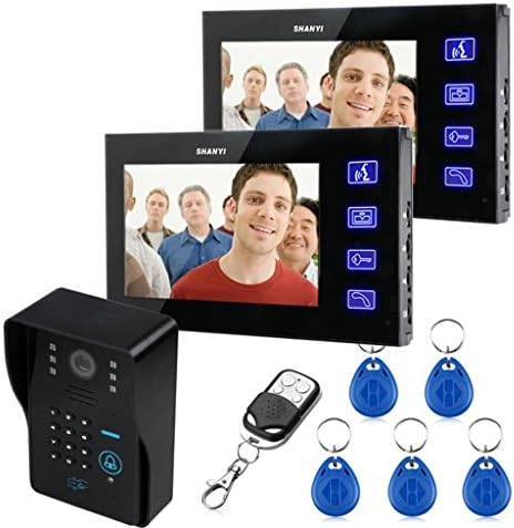 SY 9" Wireless Unlock Video Door Phone Doorbell Intercom Doorbell Chimes System with Toch Key for CCTV Home Security (1 Camera 2 Screen)