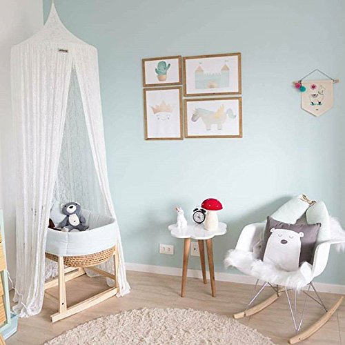 Dix-Rainbow Princess Girls Bed Canopy Castle, Kids Pink Crib Bed Canopy, Round Dome Lace Crown Mosquito Net Canopy, Kids Play Tent, Reading Nook Canopy for Girls, Babies & Toddlers Height 270cm/107 in