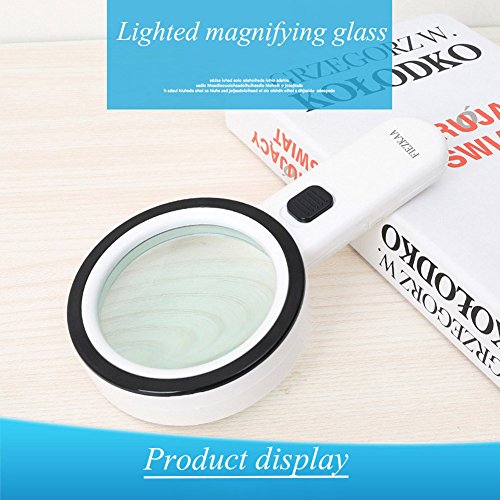 30X High Power Handheld Magnifying Glass with Led Light, Double Glass Lens Jumbo illuminated Magnifier Glasses for Reading, Soldering, Inspection, Coins, Jewelry, perfect for Macular Degeneration