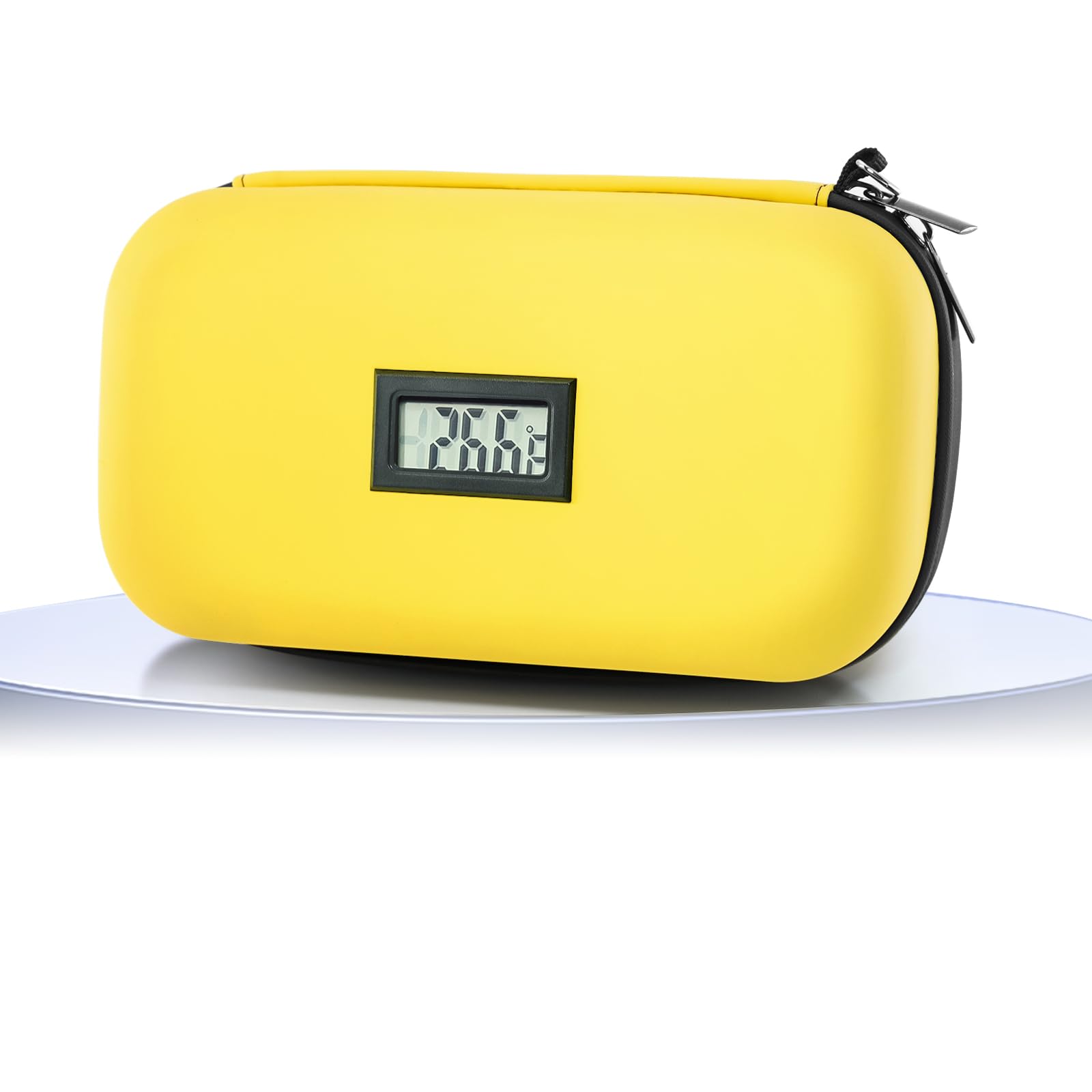 Photo 1 of Gosemai Insulin Cooler Travel Case TSA Approved Medication Diabetic Cooler for Travel with Temperature Display Refrigerated Medicine Organizer Bag with 2 Ice Pack (Yellow)