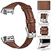 Hamile Slim Bands Compatible for Fitbit Charge 3, Genuine Leather Replacement Watch Band Wristband Strap for Fitbit Charge 3 and Charge 3 SE, Women, Small, Coffee Brown