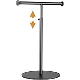 niffgaff T Bar Purse Display Stand Tabletop: Adjustable Height Handbag Holder, Countertop Hanging Rack for Long Necklace Scarf Lanyard, Black