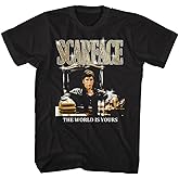 American Classics Scarface The World is Yours Movie T Shirt Black | Officially Licensed Scarface Tee, Designed and Printed in the USA, Unisex Men Women, Short Sleeve Cotton Movie Graphic