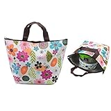 naughtygifts Waterproof Picnic Lunch Bag Tote Insulated Cooler Travel Zipper Organizer Box flower