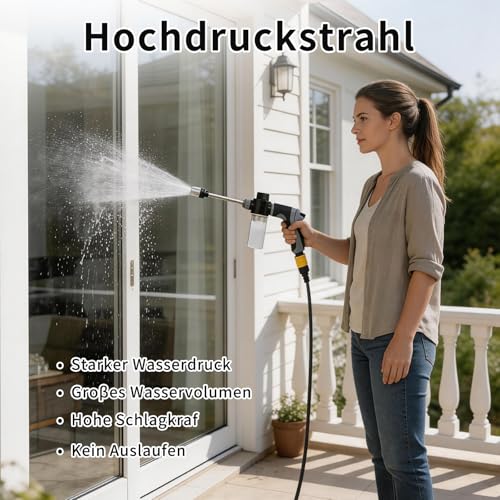 POP lina Pressures Washer Nozzles Power Jet High Pressure Garden Hose Gun Water Hose Nozzle Portable Garden Watering Gun for Car Garden Patio Washing