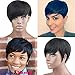 Rossy&Nancy 100% Real Virgin Remy Human Hair Free Part Short Stylish Wig with Bangs for Ladies Black Women