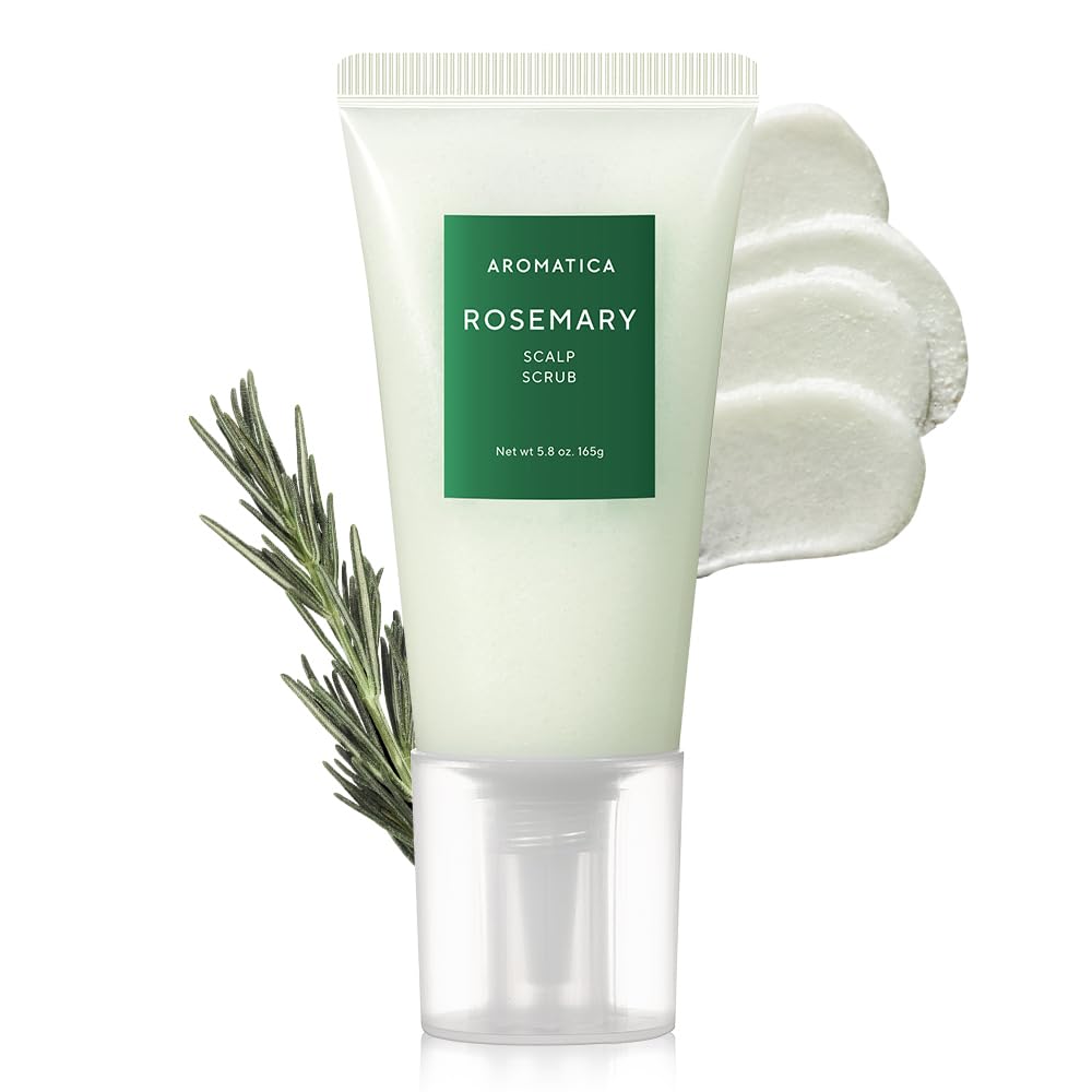 AROMATICA Rosemary Scalp Scrub 5.82oz / 165g - Sulfate-Free, Silicone-Free, Vegan Cleansing With Salt Granules - Invigorates and Exfoliates Scalp, Micro-Exfoliate
