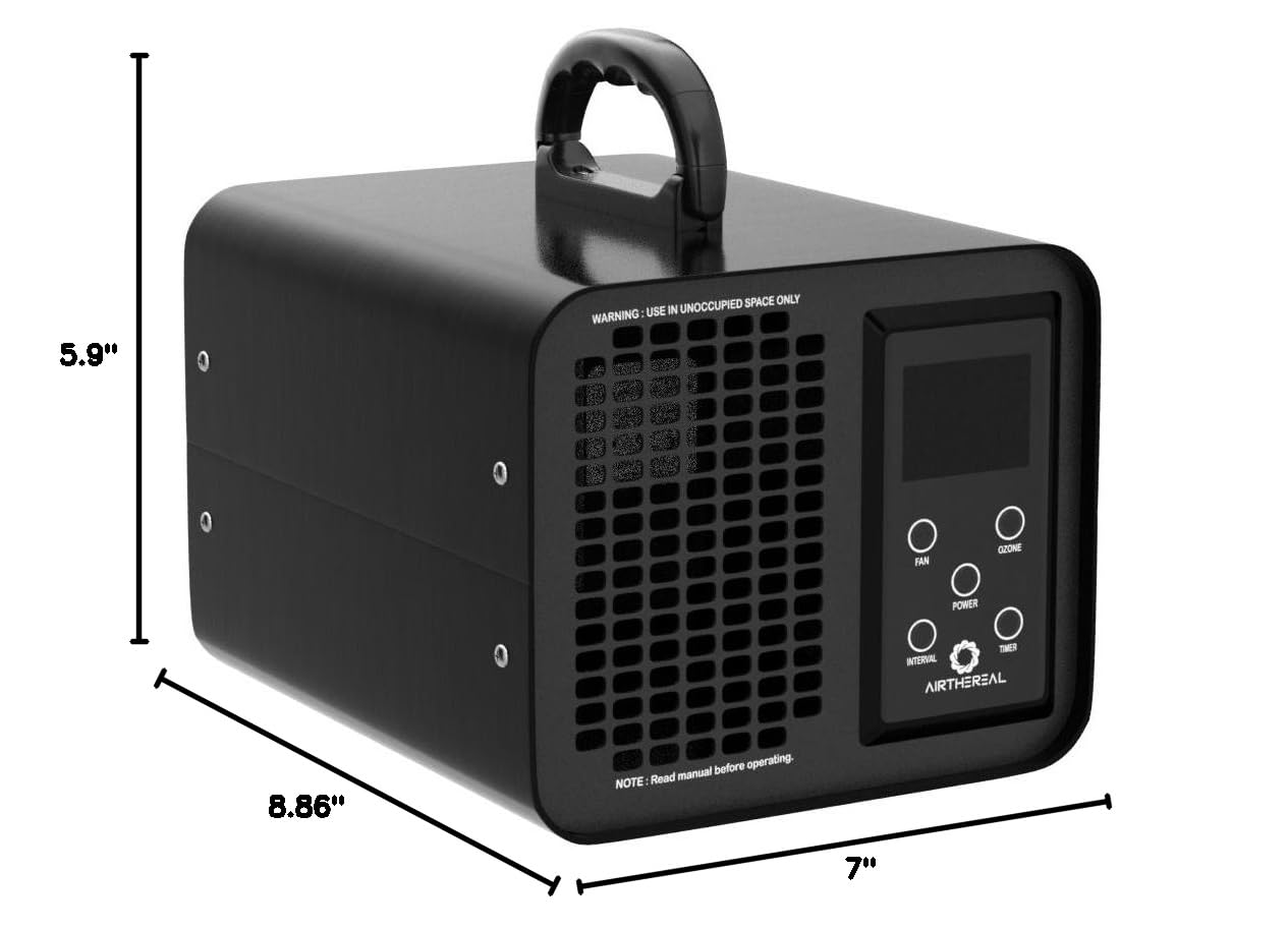 Airthereal MA10K-PRO SMART WiFi Ozone Generator - High Ozone Output Capacity Ozonator- Odor Remover, Deodorizer, Sterilizer - Adjustable Output and Timer Settings for Any Size Room - Black