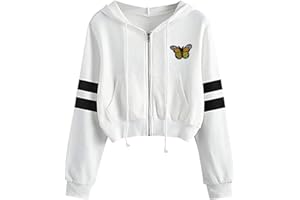 HANDYULONG TOPS Handyulong Womens Hoodies Zip Up Lightweight Casual Long Sleeve Crop Hooded Jacket Pullover Sweatshirt Outwear Coats