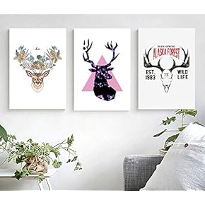 3 Panel Deer Elk Painting Wall Decor for...