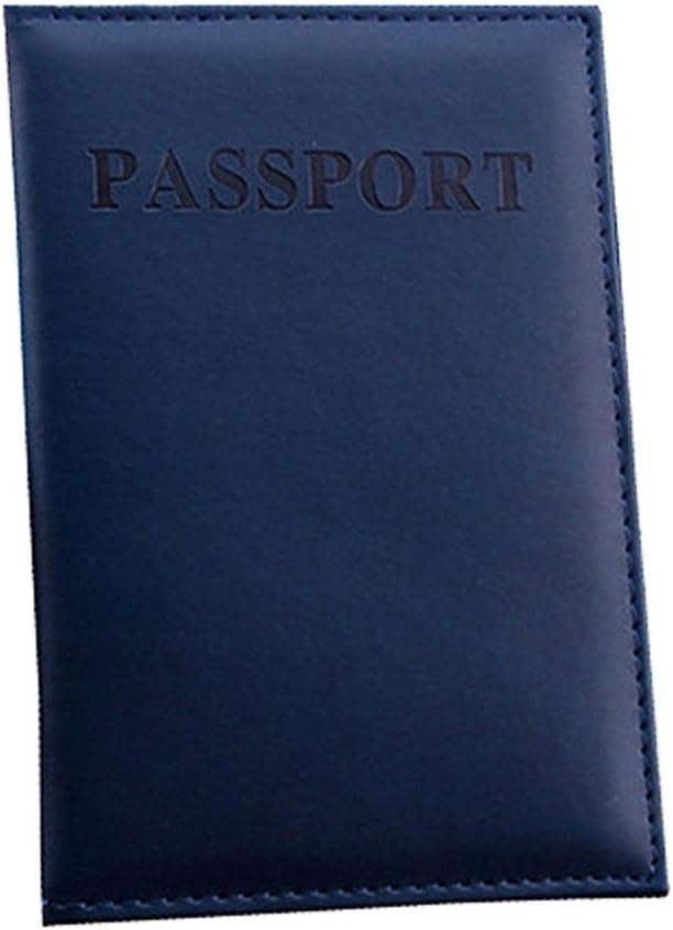 Faux Leather Passport Case ID Card Holder Cover Protector Organizer (Dark Blue)