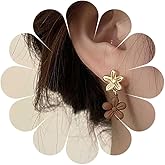 Andelaisi Boho Brown Flower Dangle Earrings Vintage Tiny Double Flower Earrings Brown Daisy Flower Drop Earrings Flower Lily Petal Stud Earrings Jewelry for Women