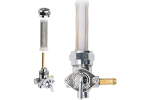 VORIPO Petcock Fuel Valve 22mm Right Outlet Spigot for Harley Davidson Sportster Big Twin Dyna Fatboy Electra Glide Heritage Softail Springer Sport Super Tour Glide Low Rider Gas Tank Valve Switch Chrome