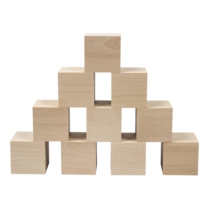 Wooden Cubes 2 Inch Wood Square Blocks For Photo Blocks Crafts