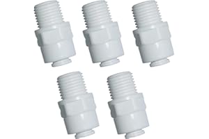 YZMSZ YZM Straight Male Thread Adapter 1/4" Male x 1/4" OD Tube Quick Connector,for Water Purifiers Filters Reverse Osmosis Systems,5 pcs.