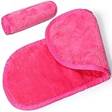 Makeup Remover Cloth Clean Towel, Reusable Facial Cleansing Towel - Chemical Free, Remove Makeup Instantly with Just Water Satisfaction Guaranty (1 Rosy)
