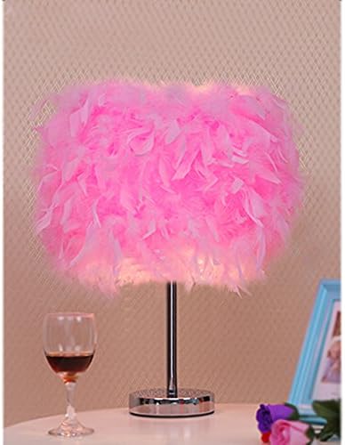 Desk Lamp Feather Lampshade LED Light Bulbs Feather Lamps Incandescent Pure White Table Lamp Dimmer for Bedroom Wedding Room Hotel Home Aisle Hall Balcony Lighting about 35cm X23cm (Pink)