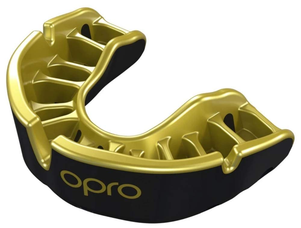 OproSelf-Fit Gold Adult Mouthguard - Competition Level Mouthguard With Durable Outer Layer For Optimum Impact Protection And Flexible Inner Layer For Supreme Comfort And Fit, Black/Gold