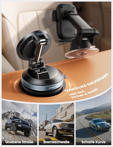 Lamicall 15 W for MagSafe Car Mount with Charging Function - [Top Vacuum] Magnetic Mobile Phone Holder Car Suction Cup for Dashboard & Windscreen, Magnetic Mobile Phone Holder Car Charger for iPhone
