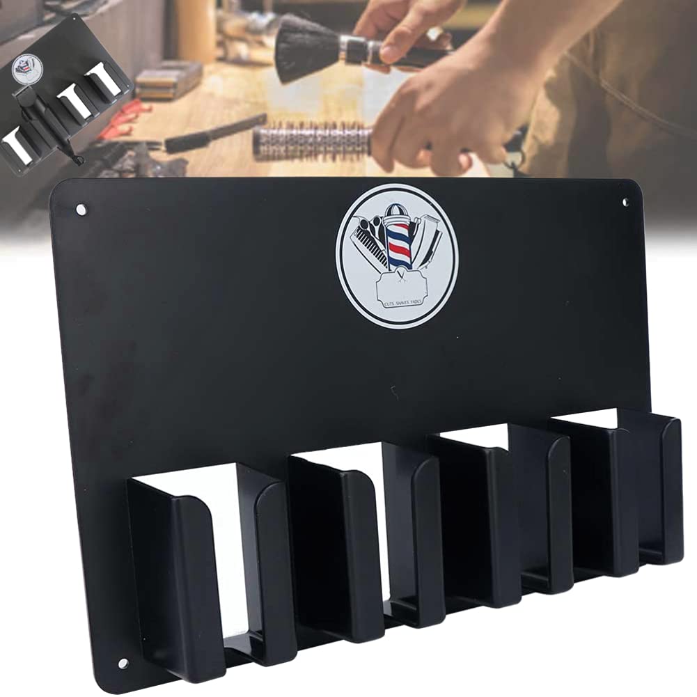 HURRISE Hair Cutter Holder, Barber Station Hair Clipper Wall Mount Hair Clipper Storage Rack for Barbers, with 4 Storage Slots For Beautymisc Clipper Storage Tool Holder