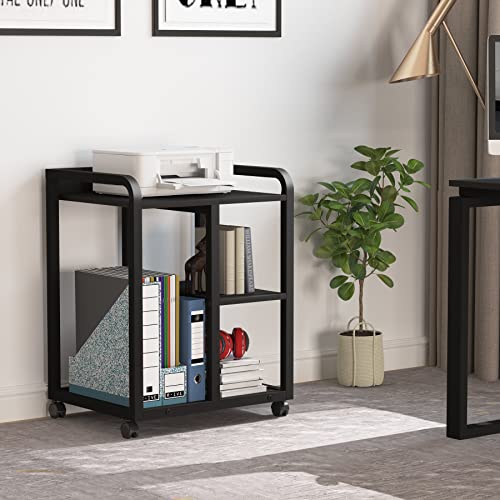Tribesigns Mobile Printer Stand with Storage Shelves, 3Shelf Rolling