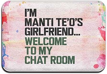 I'm Manti Te'o's Girlfriend...Welcome Funny Runner Doormats For Your Entry Modern Art Deco Carpet (Size:23.6"(L) X15.7"(W)) Absorbant PVC Transparent Backing