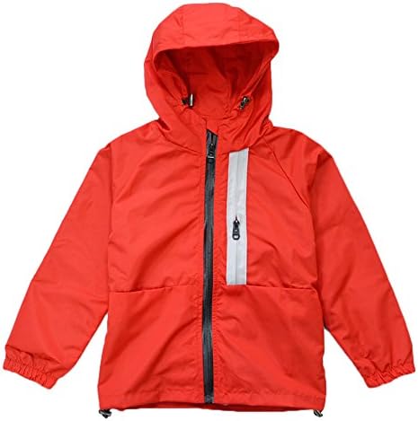 KISBINI Boy's Kids Hooded Windproof Zipper Jackets Coats Windbreakers Raincoats
