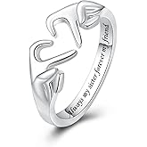 925 Sterling Silver Heart Claddagh Rings for Women Teens Girls, Adjustable White Gold Plated Ring Friendship Promise Love Heart Jewelry Rings Mothers Day Valentines Holiday Gifts for Women Friends