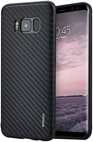 Galaxy S8 Case, SRS DIGICH Samsung S8 Ultra Slim Case with Carbon Fiber Pattern Anti-Scratch Anti-Fingerprint Protective Cover and Shockproof TPU Bumper Border for Samsung Galaxy S8 Black