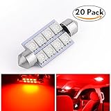 LEDKINGDOMUS 20 Pcs 42mm 8SMD Festoon LED Interior Map Dome Lights Bulbs 211-2 578, Color Red