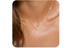 FUNEIA Diamond Necklaces for Women 14K Gold Plated Emerald Birthstone Necklace for Women Mothers Dainty Gold Necklace Blue Green Cubic Zirconia Pendant Necklace Birthday Gifts for Women Jewelry