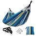 SONGMICS Double Hammock, 98.4 x 59.1 Inches, 660 lb Load Capacity, with Hanging Straps, Carabiners, Carry Bag, for Garden, Outdoor, Camping, Blue and Yellow Stripes UGDC15YU