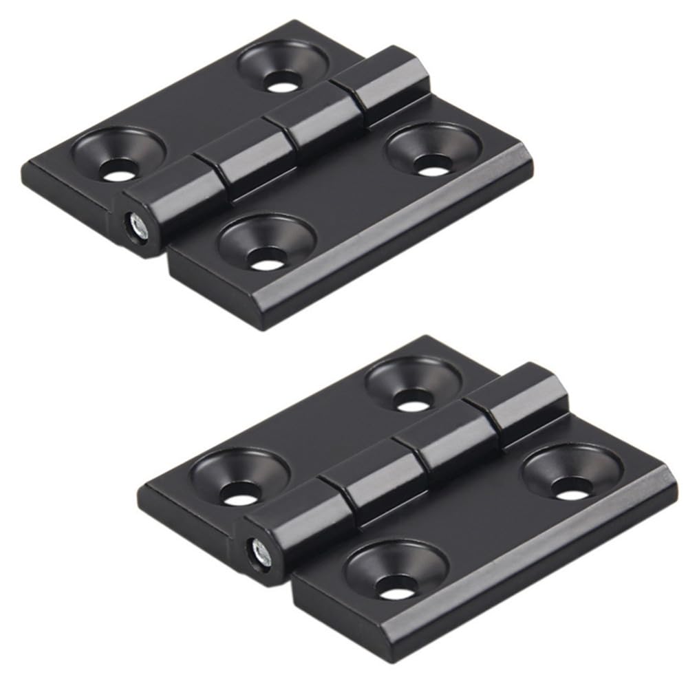 2 Pcs Black Zinc Alloy Hinge 60x60mm Door Frame Hinges Aluminum Profile Hinge Install Kit for 2020 Aluminum Extrusion Profile Slot 6mm