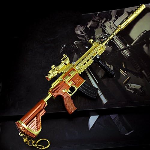 mankecheng games Eat Chicken metal 1/6 Golden AKM Gun Rifle Model Action Figure Arts Toys Collection Keychain Gift