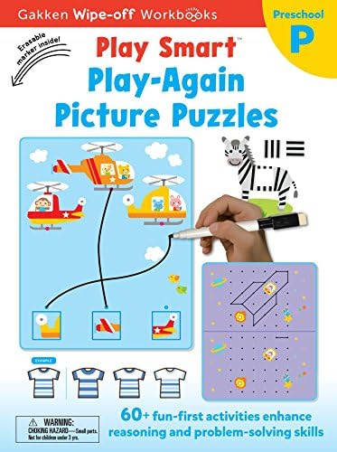 Play Smart Play Again Picture Puzzles Ages 2-4: At-home Wipe-off Workbook with Erasable Marker