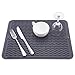 Piduules Eco-friendly Silicone Dish Drying Mat Large Reusable Non-slipping and Heat Resistant Dish Quick Drying Pad, Dishwasher Safe, Gray Large 15.8”x12”