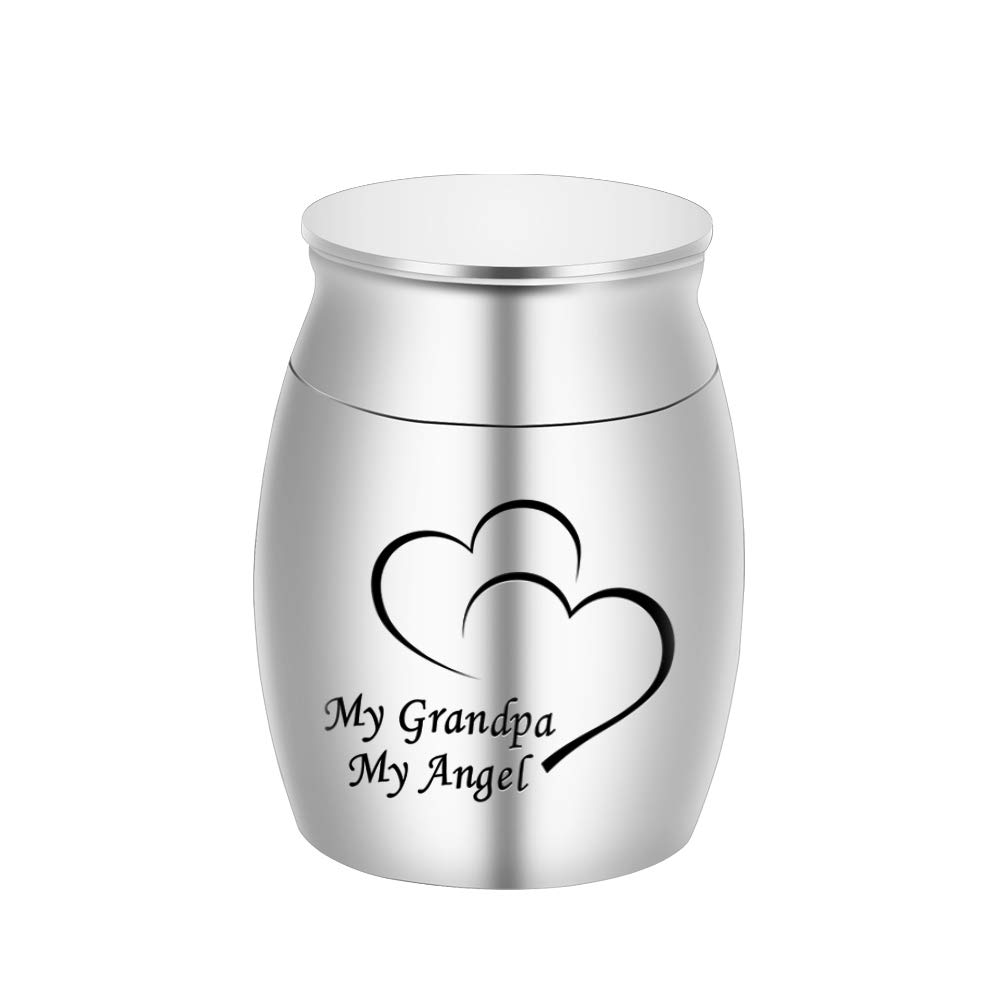 Small Keepsake Urns for Human Ashes Mini Cremation Urns for Ashes Stainless Steel Memorial Ashes Holder-My Grandpa My Angel