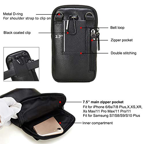 VIIGER Leather Cell Phone Holster 